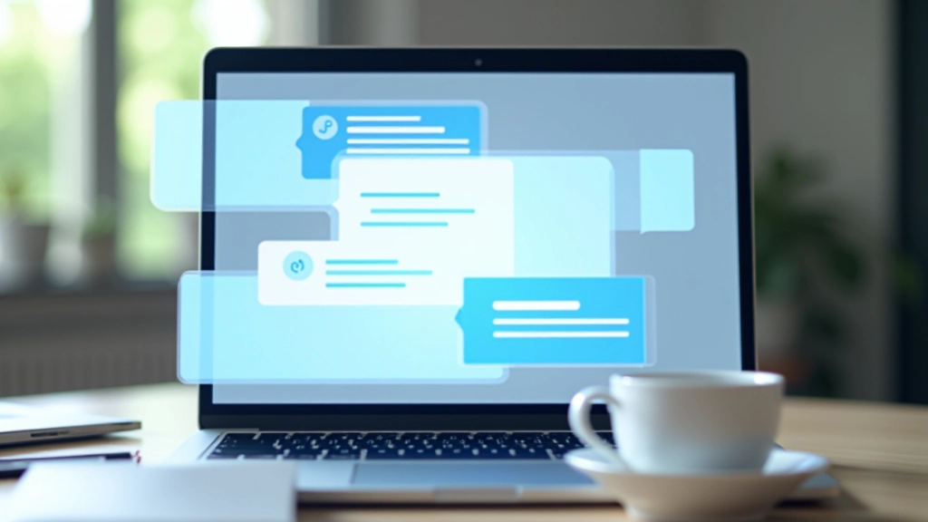 Interface moderne d'un chatbot IA avec des bulles de conversation et des options de réponse rapide en temps réel