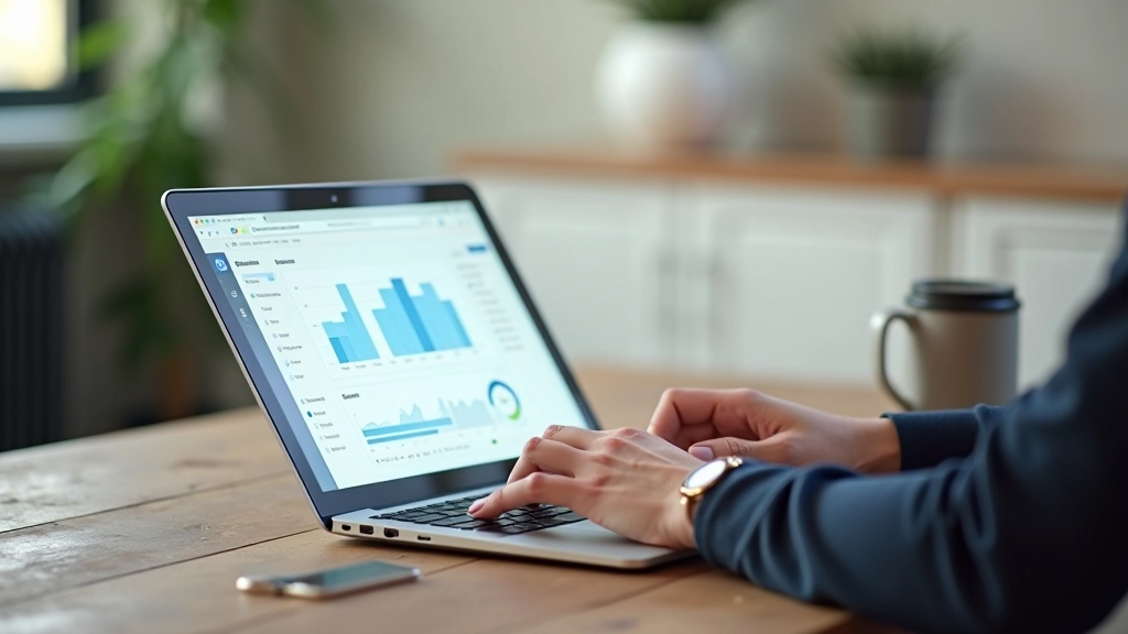 Espace de travail moderne avec outils de gestion d'entreprise sur écran
