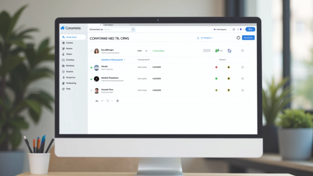 Interface de CRM montrant la liste des contacts avec les détails de chaque client, les dernières interactions et les tâches en cours
